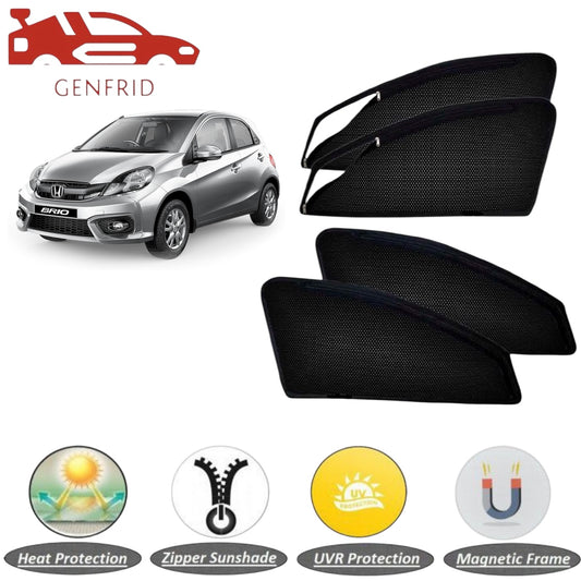 Genfrid Car Sunshade/Car Side Window Shades For Honda Brio (Zipper)