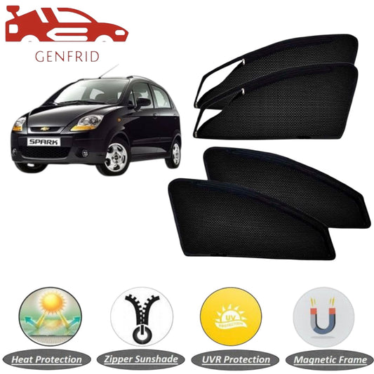 Genfrid Car Sunshade/Car Side Window Shades For Chevrolet Spark (Zipper)