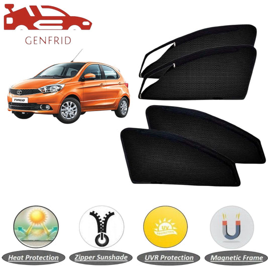 Genfrid Car Sunshade/Car Side Window Shades For Tata Tiago (Zipper)