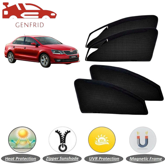 Genfrid Car Sunshade/Car Side Window Shades For Skoda Rapid (Zipper)