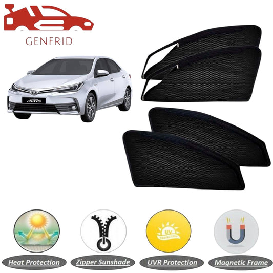 Genfrid Car Sunshade/Car Side Window Shades For Toyota Corolla (Zipper)