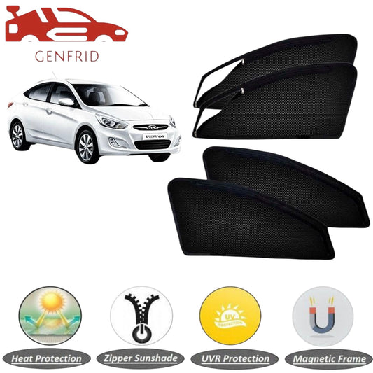 Genfrid Car Sunshade/Car Side Window Shades For Hyundai Verna (Zipper)