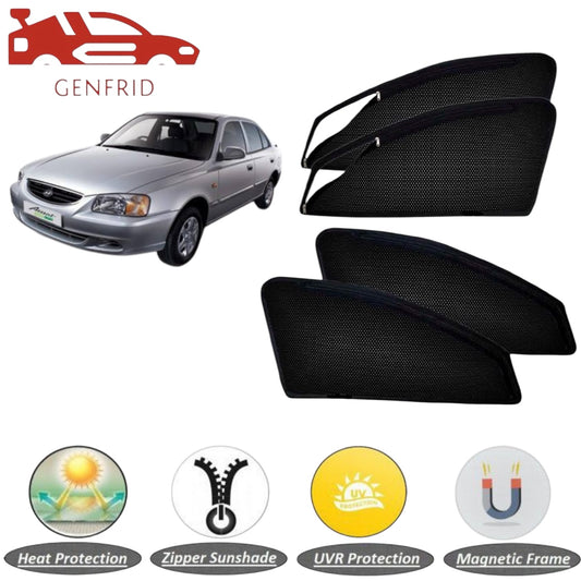 Genfrid Car Sunshade/Car Side Window Shades For Hyundai Accent (Zipper)