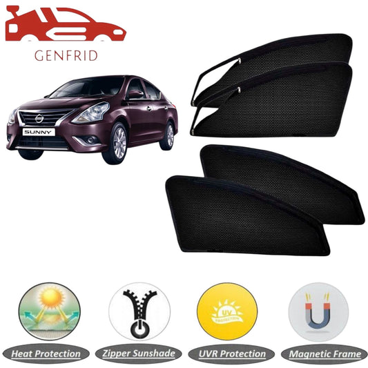 Genfrid Car Sunshade/Car Side Window Shades For Nissan Sunny (Zipper)