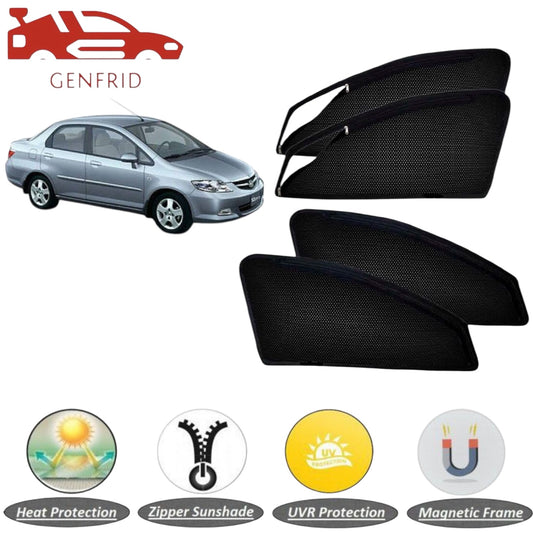 Genfrid Car Sunshade/Car Side Window Shades For Honda City ZX (Zipper)