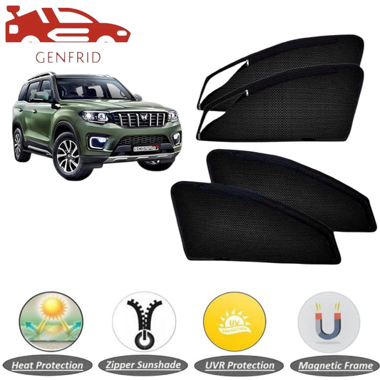 Genfrid Car Sunshade/Car Side Window Shades For Mahindra ScorpioN (Zipper)