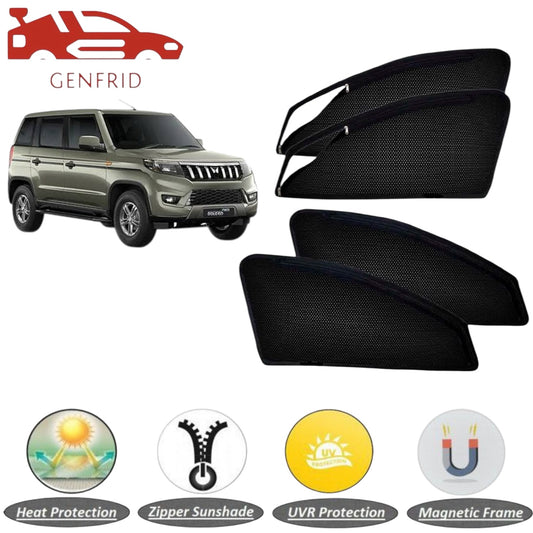 Genfrid Car Sunshade/Car Side Window Shades For Mahindra Bolero Neo (Zipper)