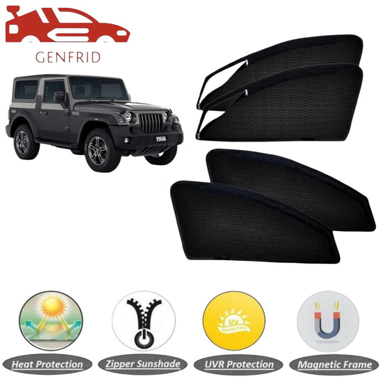 Genfrid Car Sunshade/Car Side Window Shades For Mahindra Thar (Zipper)