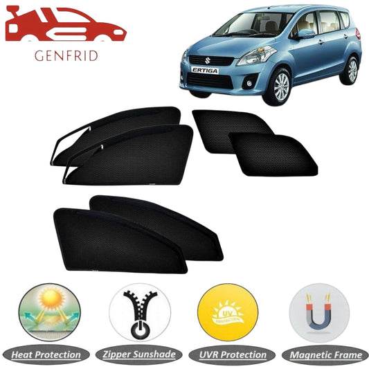 Genfrid Car Sunshade/Car Side Window Shades For Maruti Ertiga 2010-17 (Zipper)
