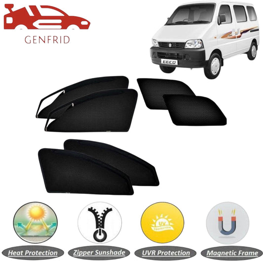 Genfrid Car Sunshade/Car Side Window Shades For Maruti Eeco (Zipper)