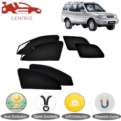 Genfrid Car Sunshade/Car Side Window Shades For Tata Safari Strome (Zipper)