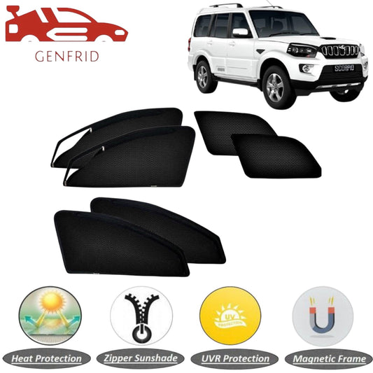 Genfrid Car Sunshade/Car Side Window Shades For Mahindra Scorpio (Zipper)