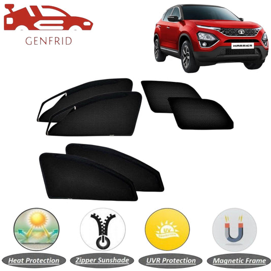 Genfrid Car Sunshade/Car Side Window Shades For Tata Harrier (Zipper)