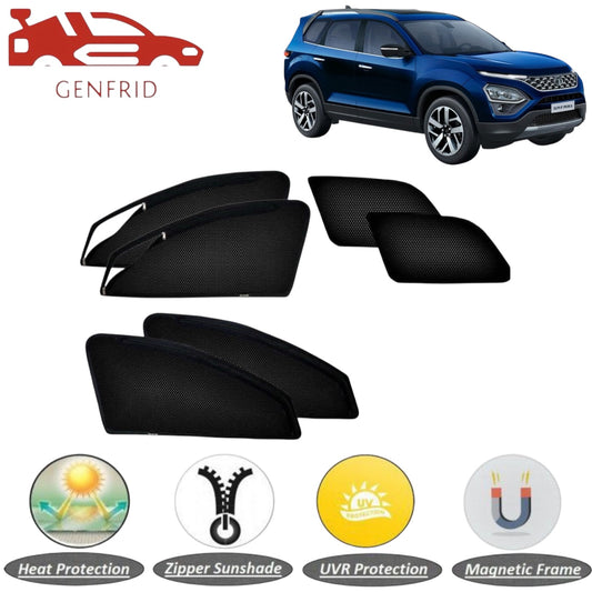 Genfrid Car Sunshade/Car Side Window Shades For Tata Safari new (Zipper)