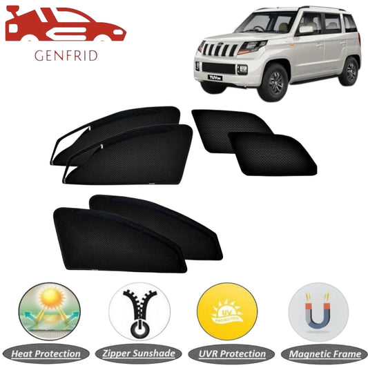 Genfrid Car Sunshade/Car Side Window Shades For Mahindra Tuv300 (Zipper)
