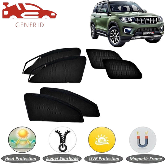 Genfrid Car Sunshade/Car Side Window Shades For Mahindra ScoprioN (Zipper)