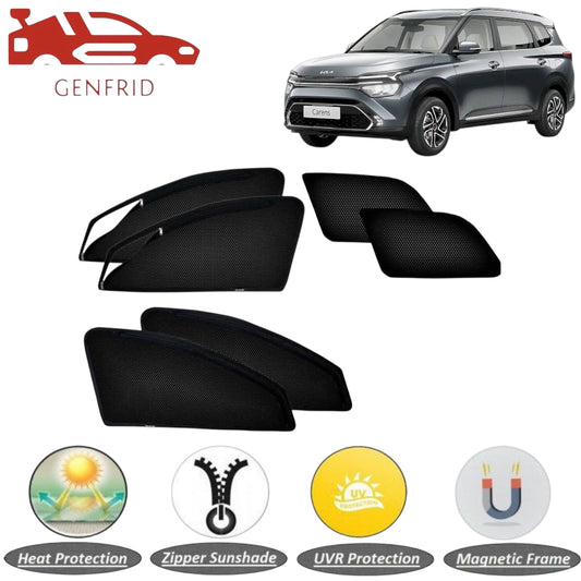 Genfrid Car Sunshade/Car Side Window Shades For Kia Carens (Zipper)