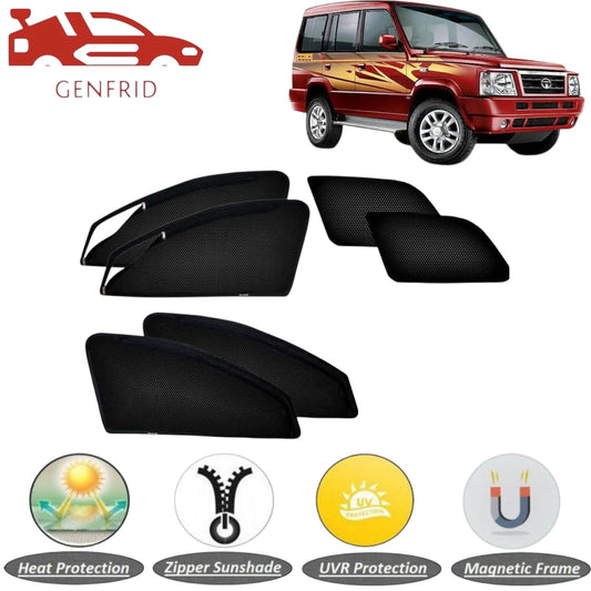 Genfrid Car Sunshade/Car Side Window Shades For Tata Sumo (Zipper)
