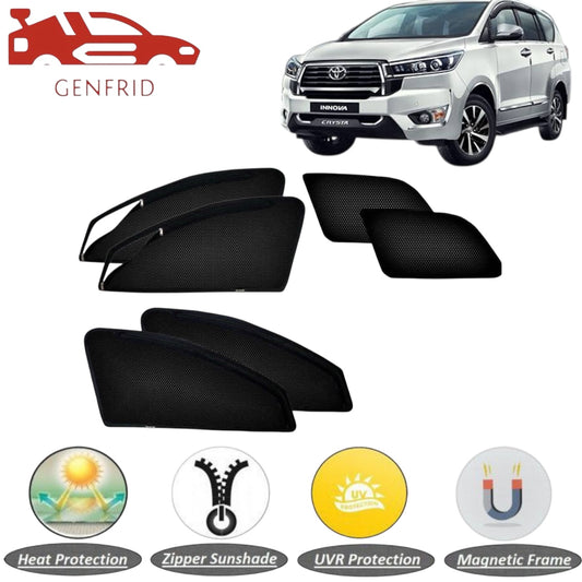 Genfrid Car Sunshade/Car Side Window Shades For Toyota Innova Crysta (Zipper)