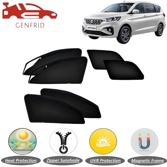 Genfrid Car Sunshade/Car Side Window Shades For Maruti Ertiga 2018-25 (Zipper)
