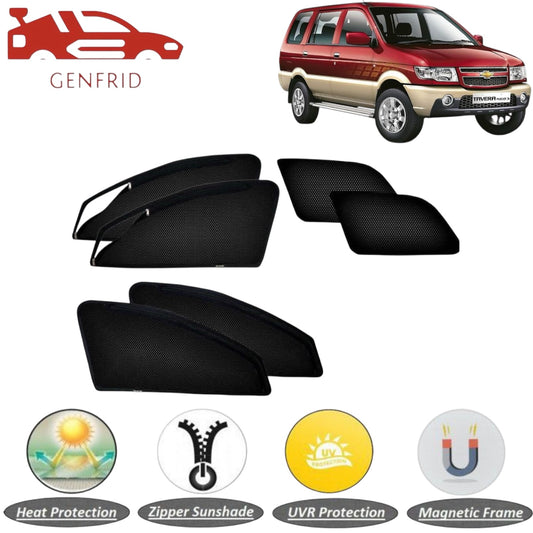 Genfrid Car Sunshade/Car Side Window Shades For Chevrolet Tavera (Zipper)