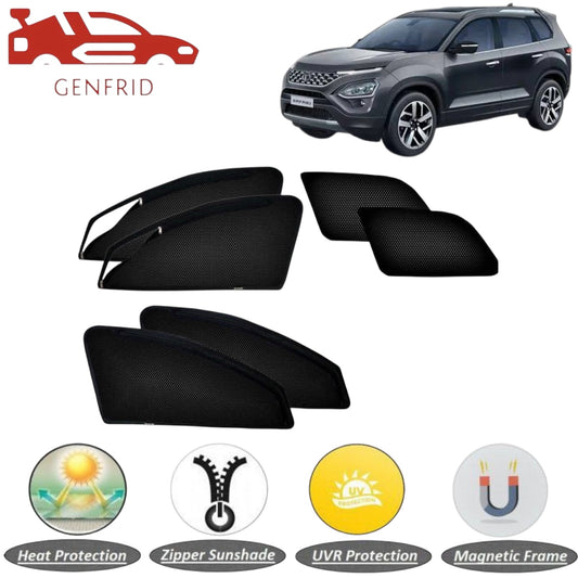 Genfrid Car Sunshade/Car Side Window Shades For Tata Safari New (Zipper)
