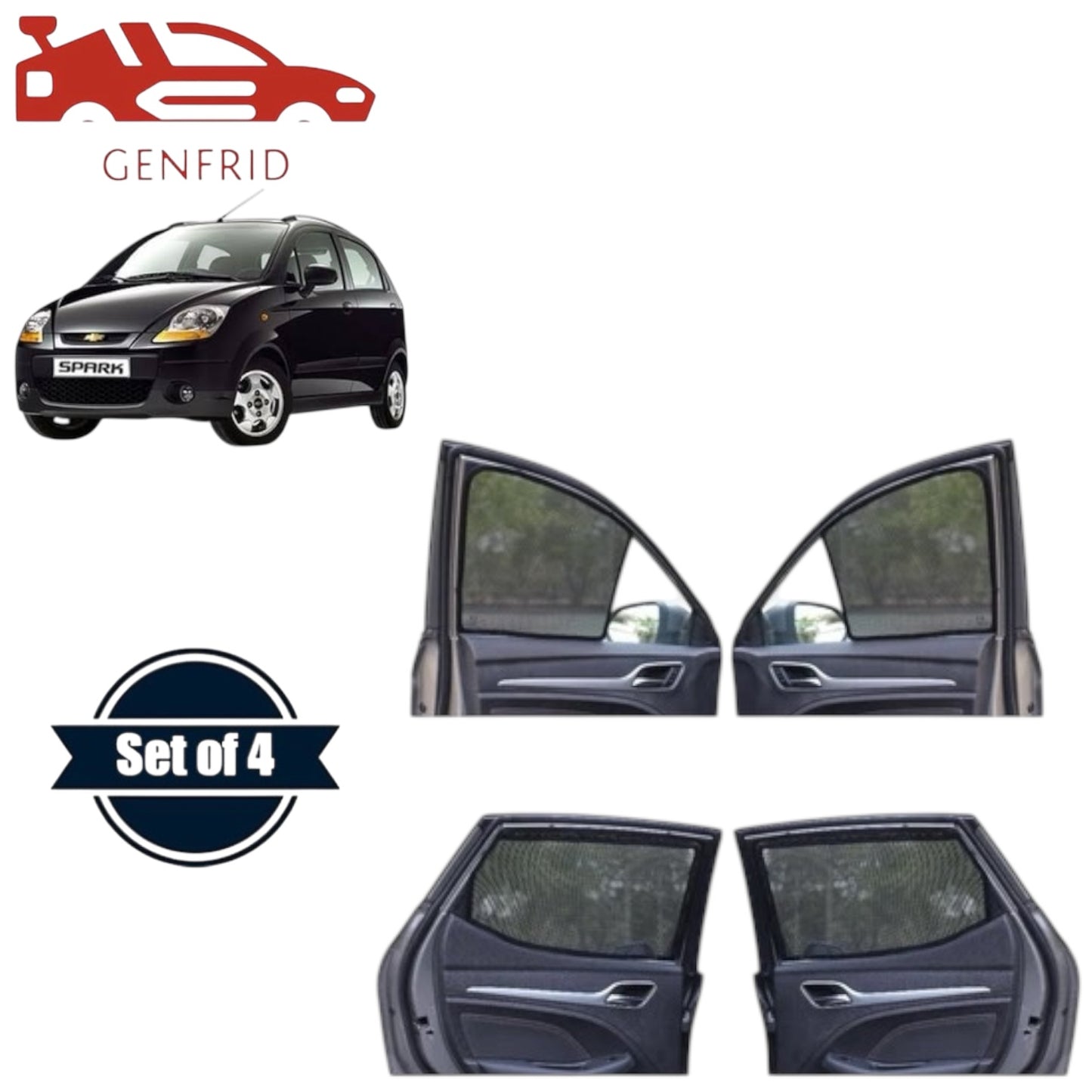 Genfrid Car Sunshade/Car Side Window Shades For Chverolet Spark