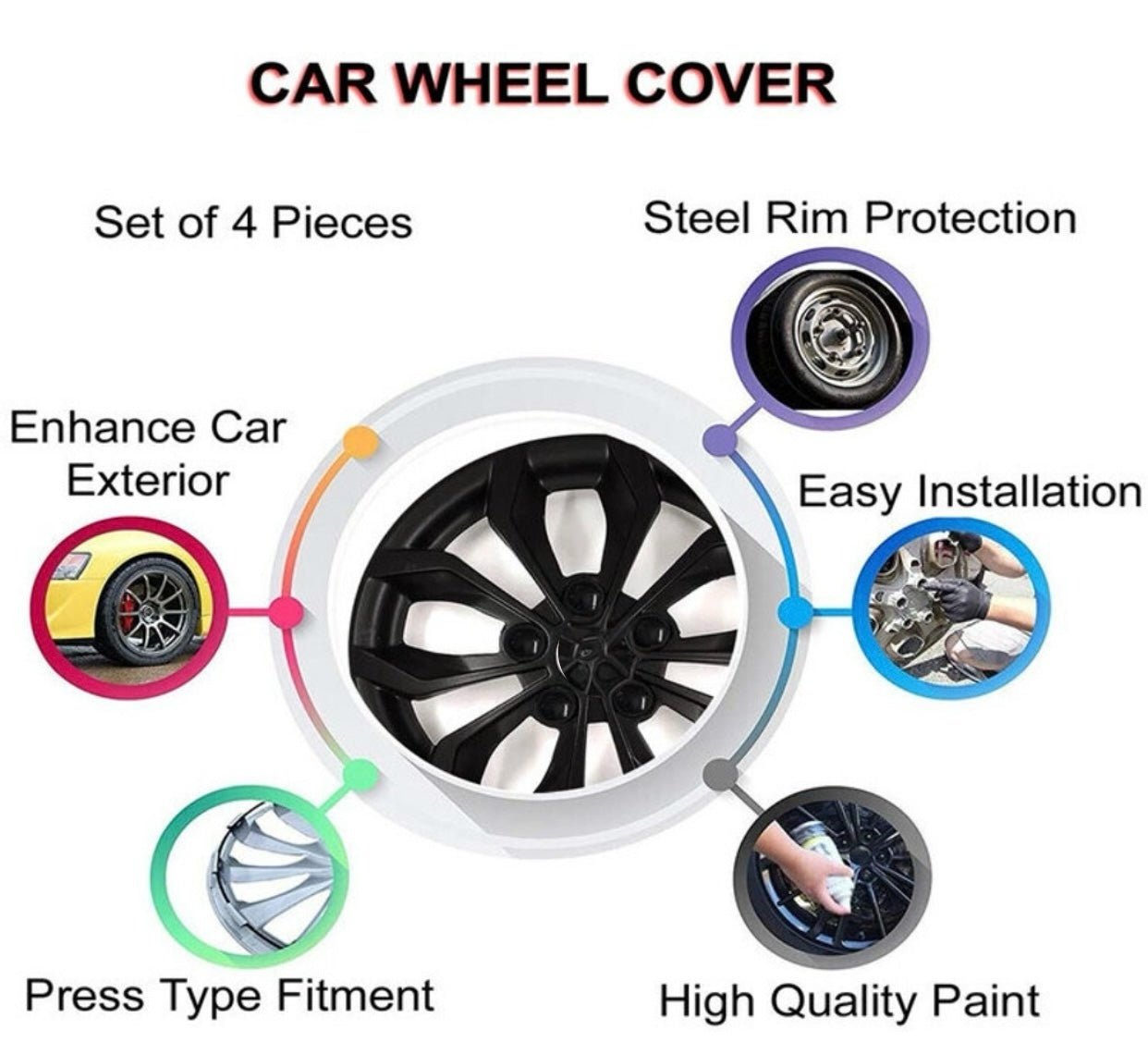 GENFRID Wheel Cover, Car wheel cap, Car wheel hubcap (17 INCH)