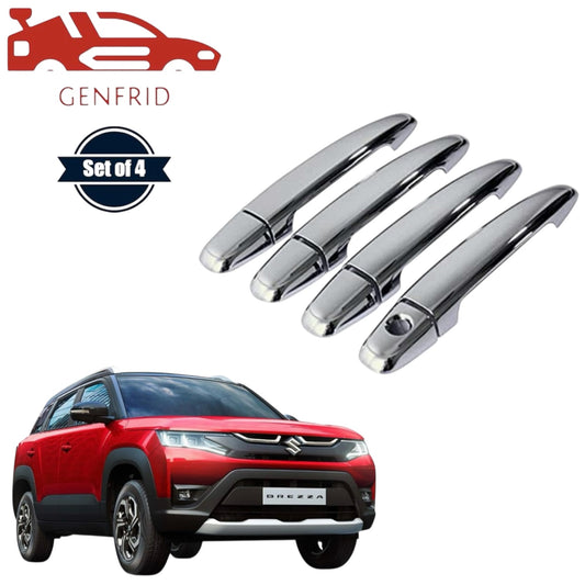 GENFRID Car Chrome Door Handle Covers For Maruti Brezza 2022-24