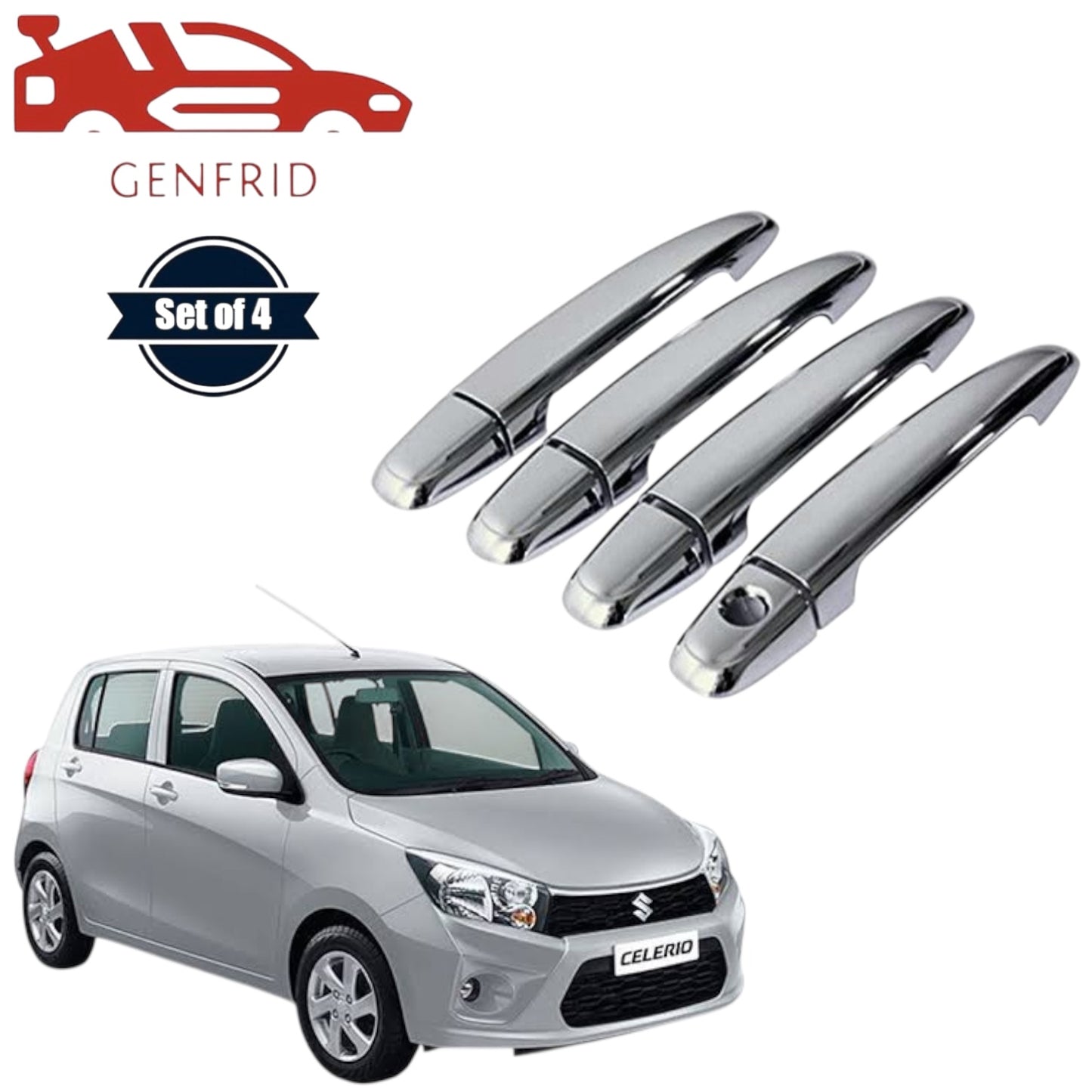 GENFRID Car Chrome Door Handle Covers For Maruti Celerio