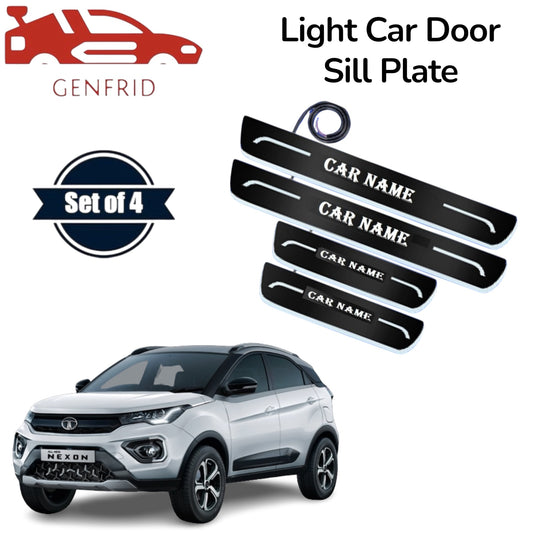 Genfrid Car Door Foot Step Led Sill Plate, Door Sill Plate For Tata Nexon