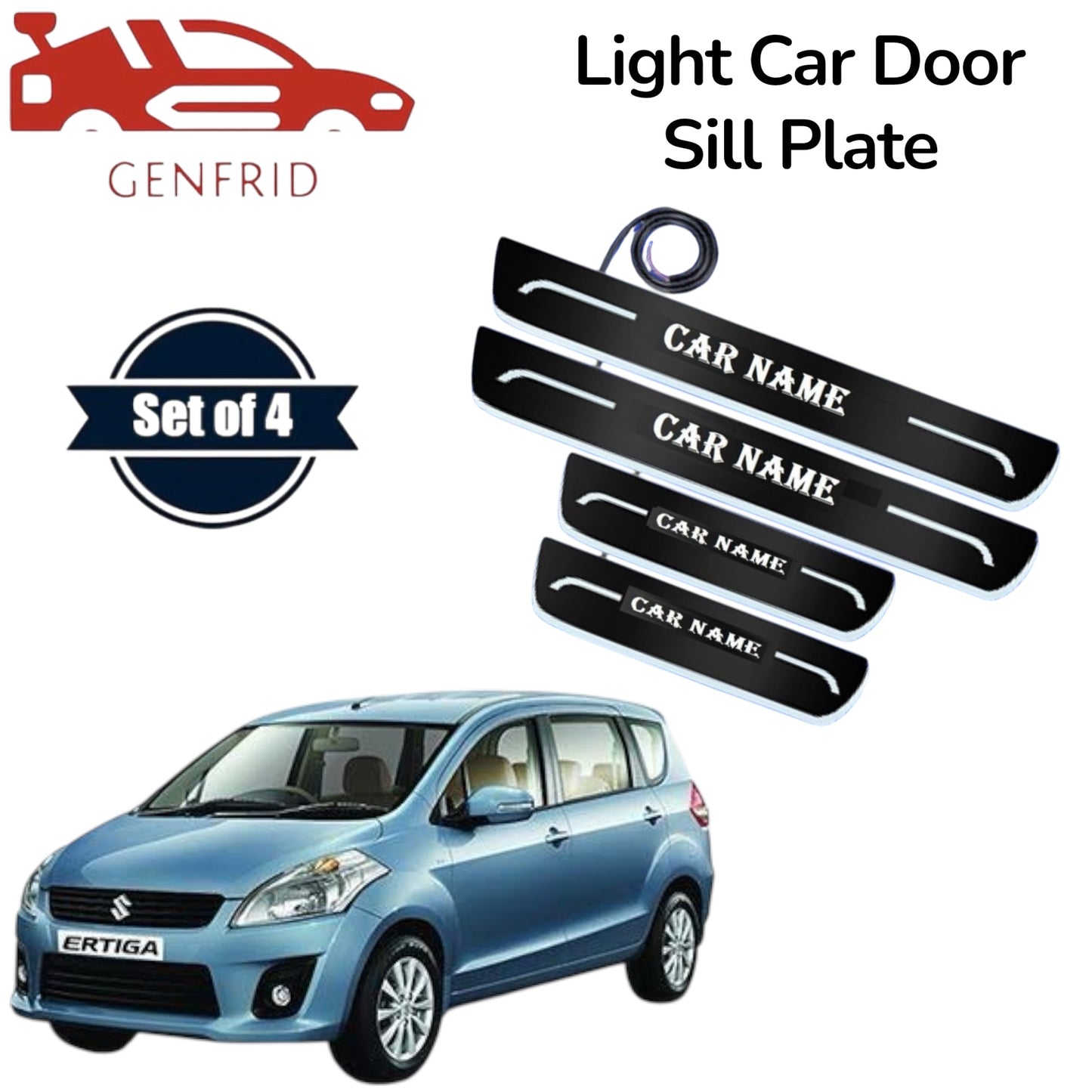 Genfrid Car Door Foot Step Led Sill Plate, Door Sill Plate For Maruti Ertiga