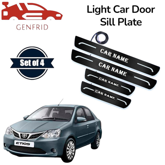 Genfrid Car Door Foot Step Led Sill Plate, Door Sill Plate For Toyota Etios