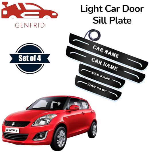 Genfrid Car Door Foot Step Led Sill Plate, Door Sill Plate For Maruti Swift 2012-17