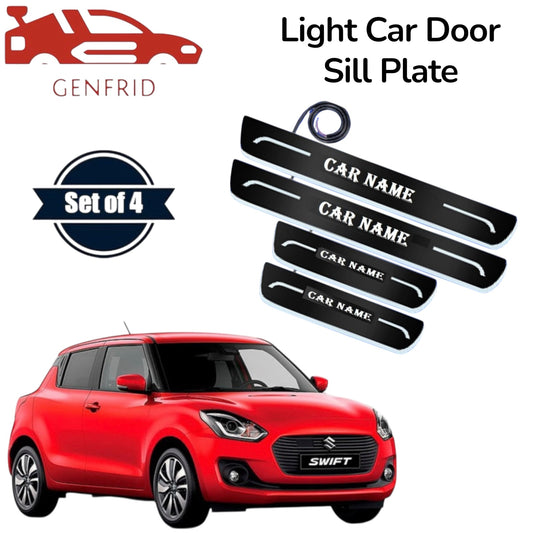 Genfrid Car Door Foot Step Led Sill Plate, Door Sill Plate For Maruti Swift 2018-24