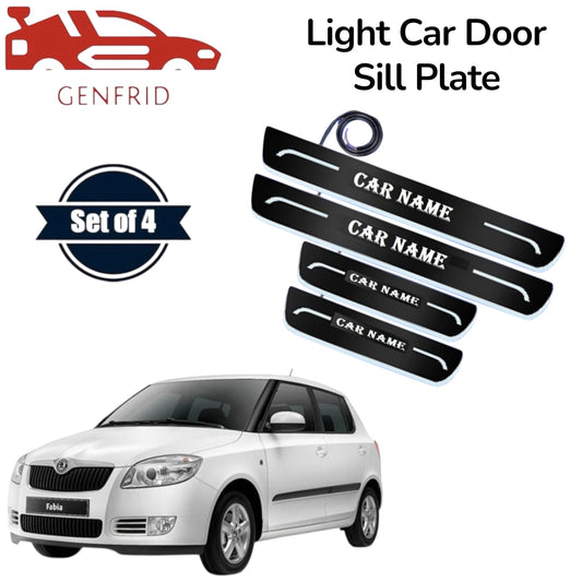 Genfrid Car Door Foot Step Led Sill Plate, Door Sill Plate For Skoda Fabia