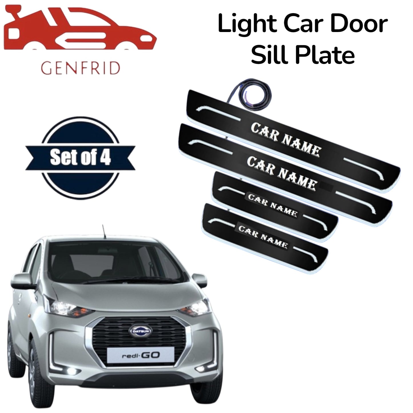 Genfrid Car Door Foot Step Led Sill Plate, Door Sill Plate For Datsun Redigo