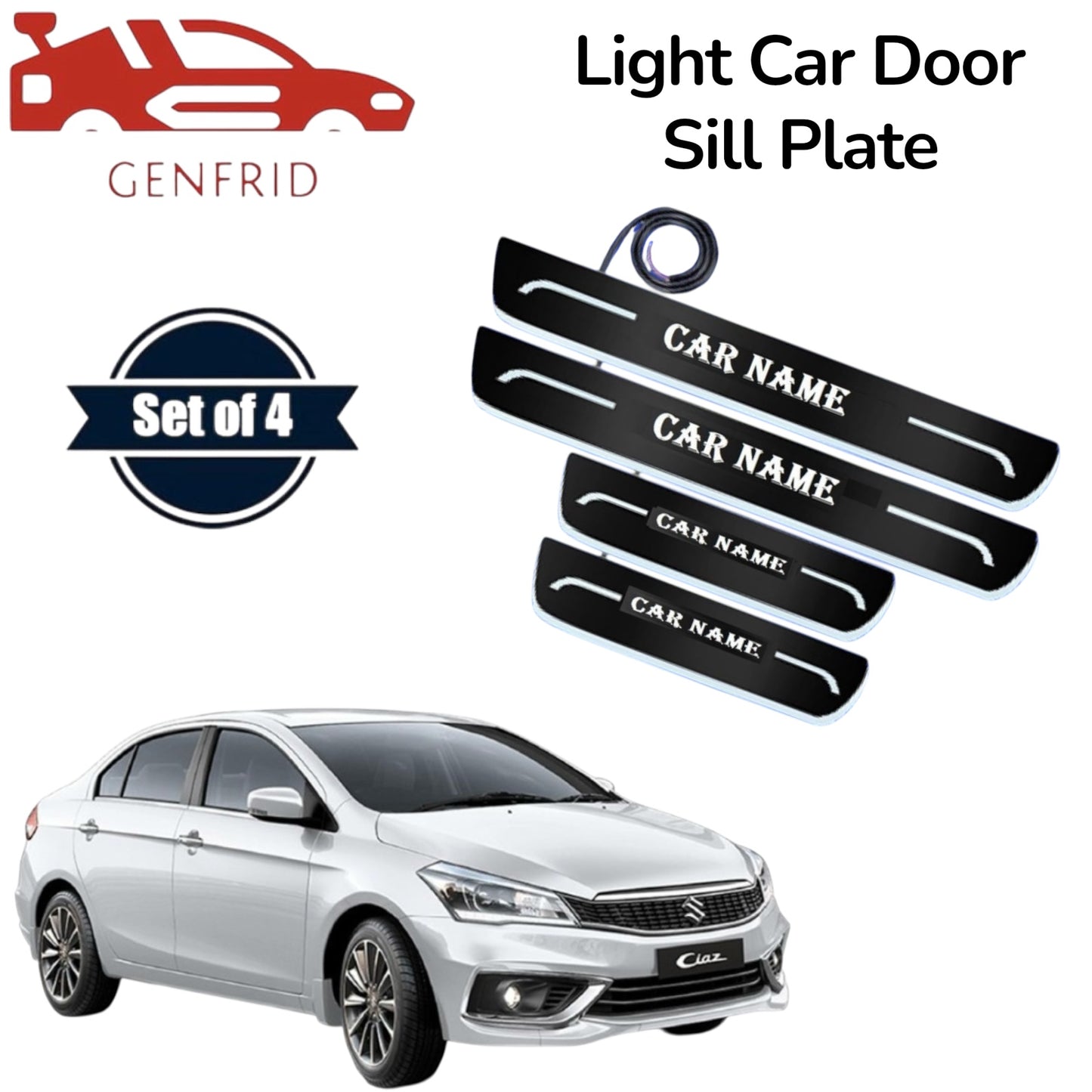 Genfrid Car Door Foot Step Led Sill Plate, Door Sill Plate For Maruti Ciaz