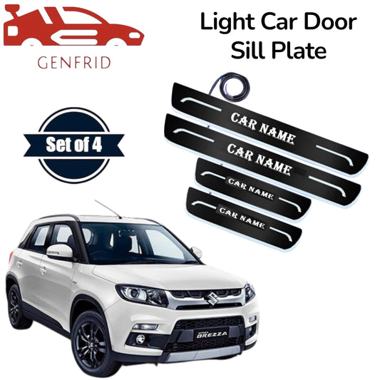 Genfrid Car Door Foot Step Led Sill Plate, Door Sill Plate For Maruti Brezza