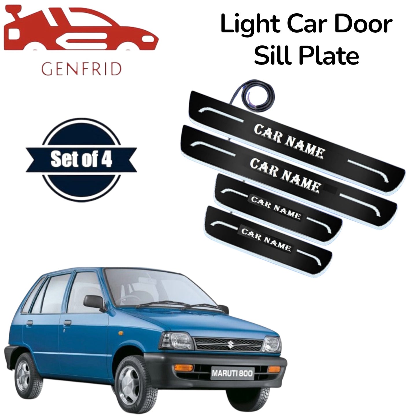Genfrid Car Door Foot Step Led Sill Plate, Door Sill Plate For Maruti 800