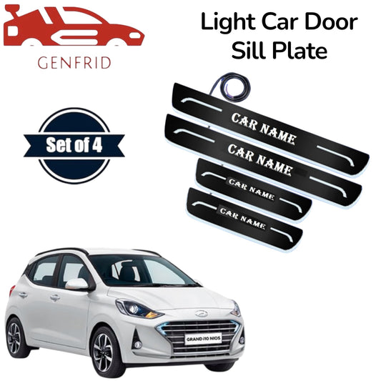 Genfrid Car Door Foot Step Led Sill Plate, Door Sill Plate For Hyundai I10 Nios
