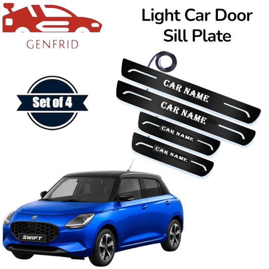 Genfrid Car Door Foot Step Led Sill Plate, Door Sill Plate For Maruti Swift 2024-25