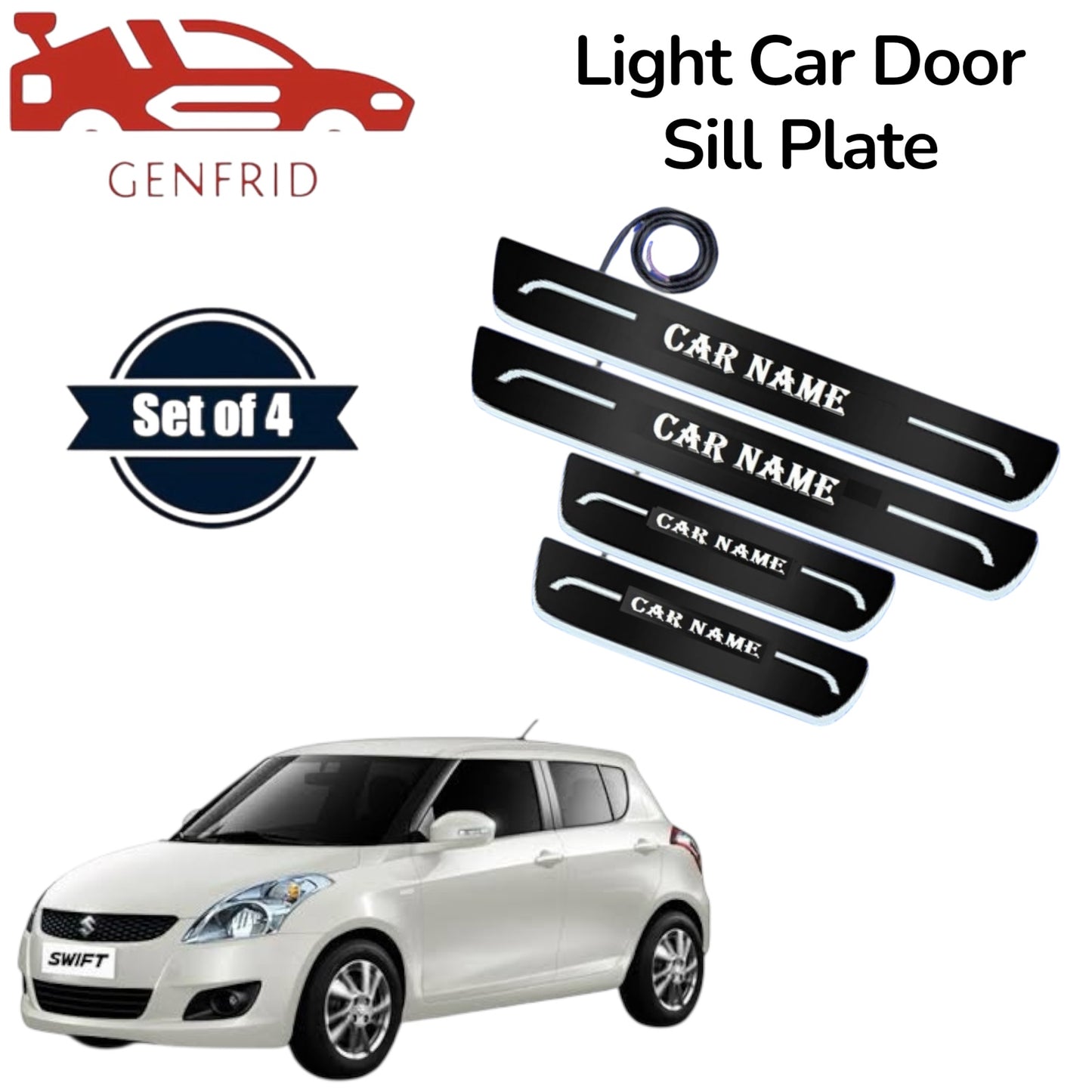 Genfrid Car Door Foot Step Led Sill Plate, Door Sill Plate For Maruti Swift