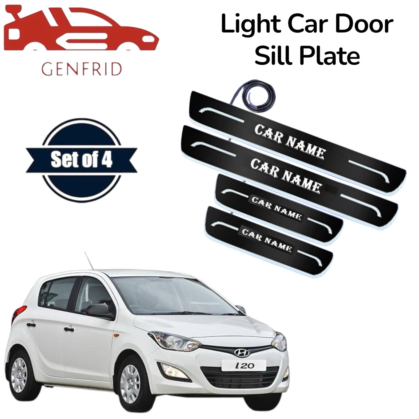 Genfrid Car Door Foot Step Led Sill Plate, Door Sill Plate For Hyundai I20