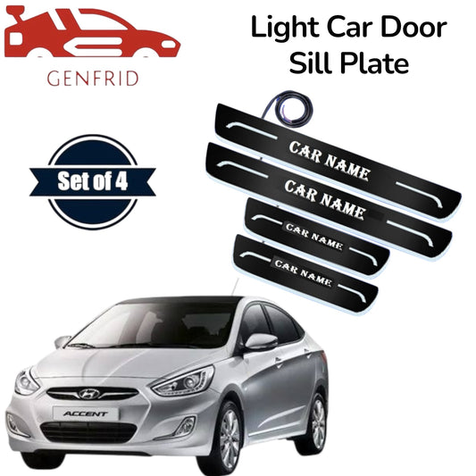 Genfrid Car Door Foot Step Led Sill Plate, Door Sill Plate For Hyundai Verna