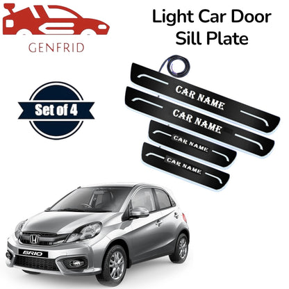 Genfrid Car Door Foot Step Led Sill Plate, Door Sill Plate For Honda Brio