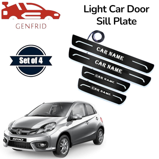 Genfrid Car Door Foot Step Led Sill Plate, Door Sill Plate For Honda Brio