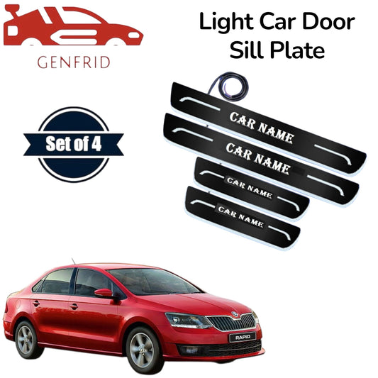 Genfrid Car Door Foot Step Led Sill Plate, Door Sill Plate For Skoda Rapid