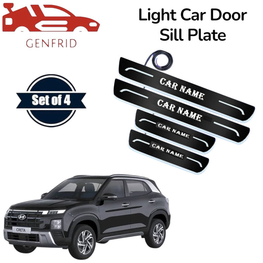 Genfrid Car Door Foot Step Led Sill Plate, Door Sill Plate For Hyundai Creta