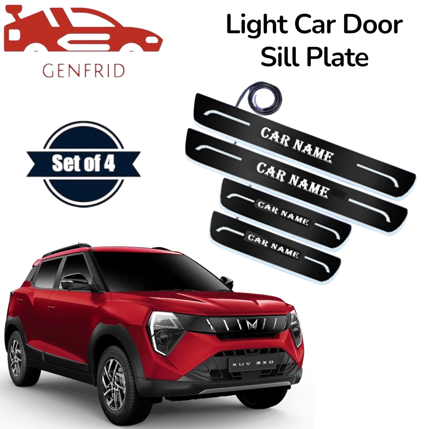 Genfrid Car Door Foot Step Led Sill Plate, Door Sill Plate For Mahindra XUV 3XO
